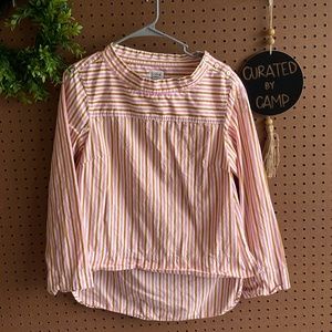 J Crew Pink + Tan Striped Blouse